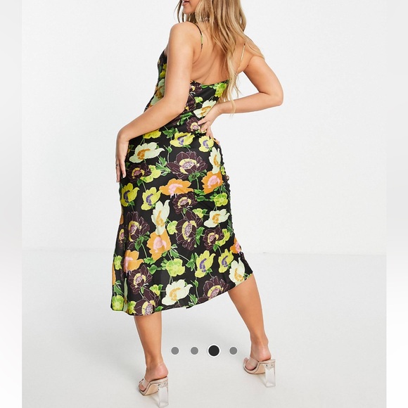 NWT ASOS Designs Satin Dark Floral Slip Dress, US Women’s Size 6 - Picture 3 of 8